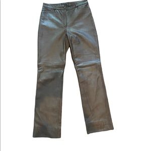 Skin Choi - Bergdorf Goodman - Dark Brown Genuine Italian Leather Pants - Size 4